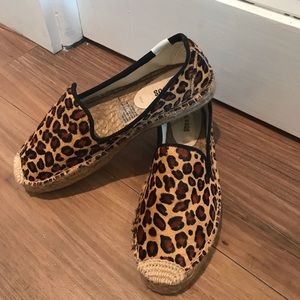 Soludos Leopard Print Flats Sneakers Calf Hair
